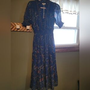 Royal Blue Floral Pattern Maxi Dress